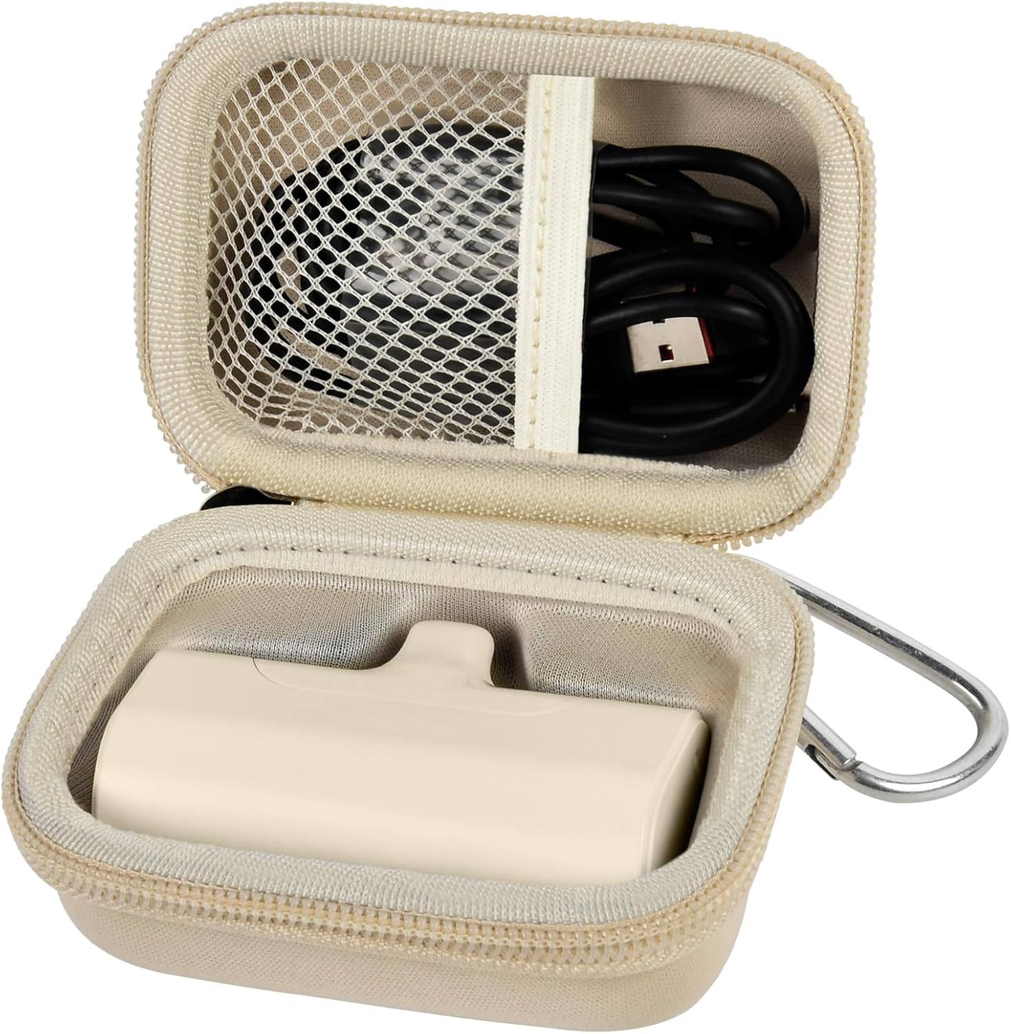 Casmilee power bank case placed on a travel backpack