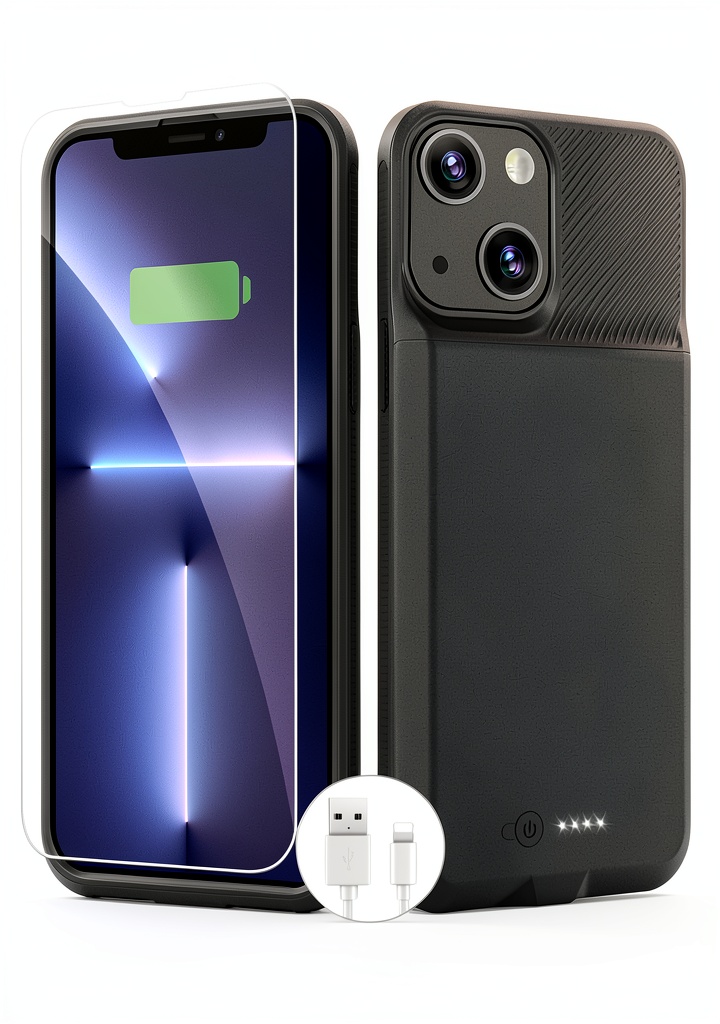 iPhone battery case with built-in charging port