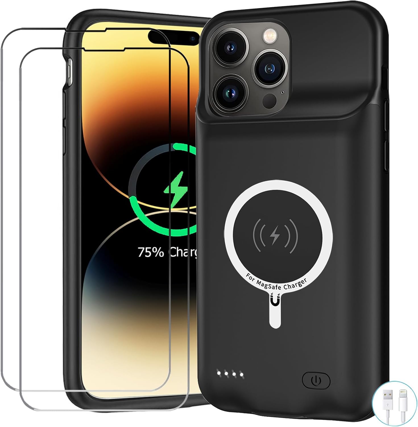 iPhone 14 Pro battery case with built-in screen protector
