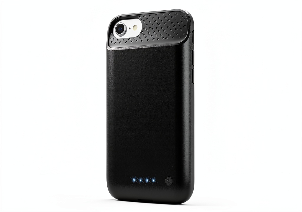 Haoxun battery case protecting iPhone on a coffee table