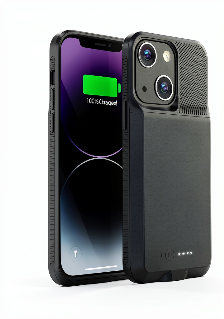 GIN FOXI battery case attached to iPhone during a train commute