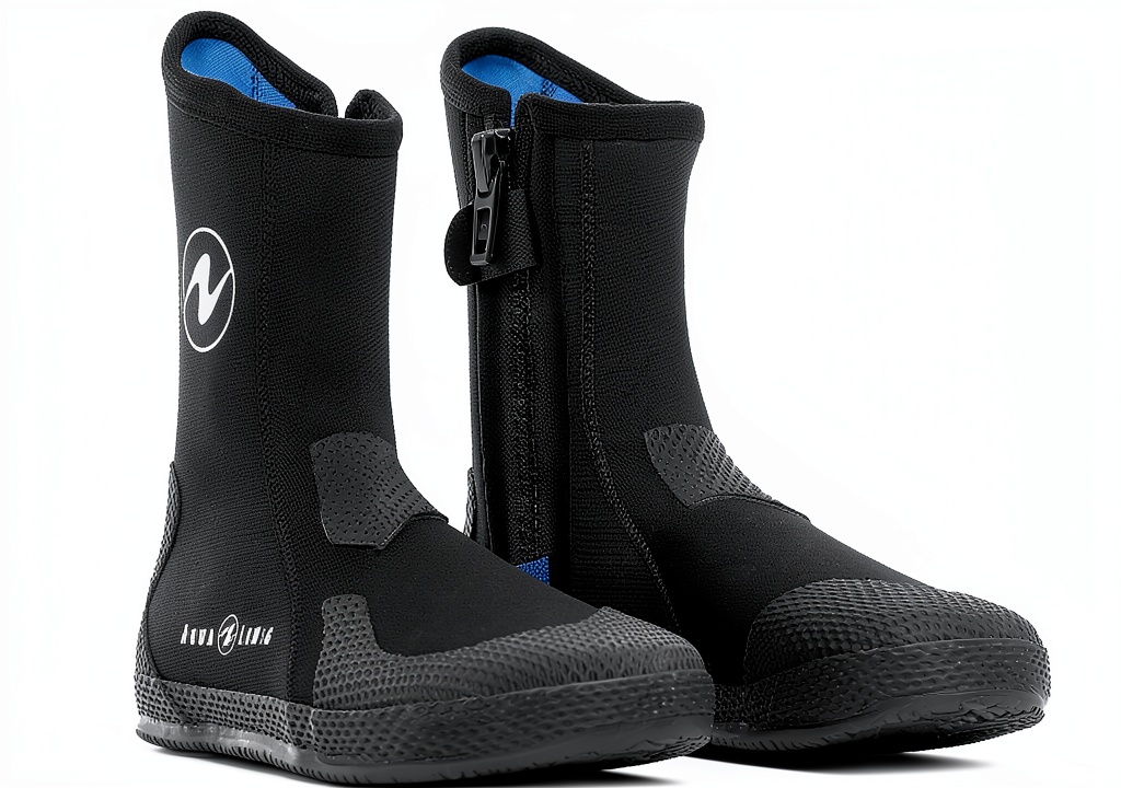 Aqualung Black Diving Boots on a diving board