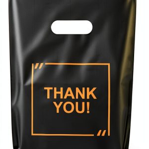 Black Merchandise Bags 9x12 Glossy Die Cut Handles Dong Heng Shi ji-0