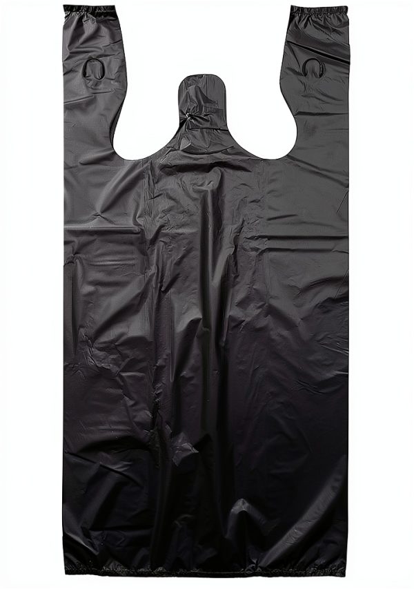 PLABAG Black T-Shirt Bag 12x7x22in High Density PE 400 Pack-0
