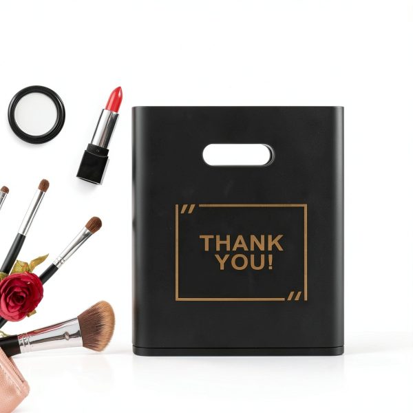 Black Merchandise Bags 9x12 Glossy Die Cut Handles Dong Heng Shi ji-4