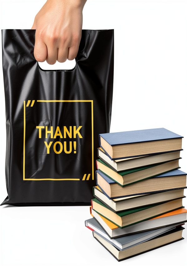 Black Merchandise Bags 9x12 Glossy Die Cut Handles Dong Heng Shi ji-2