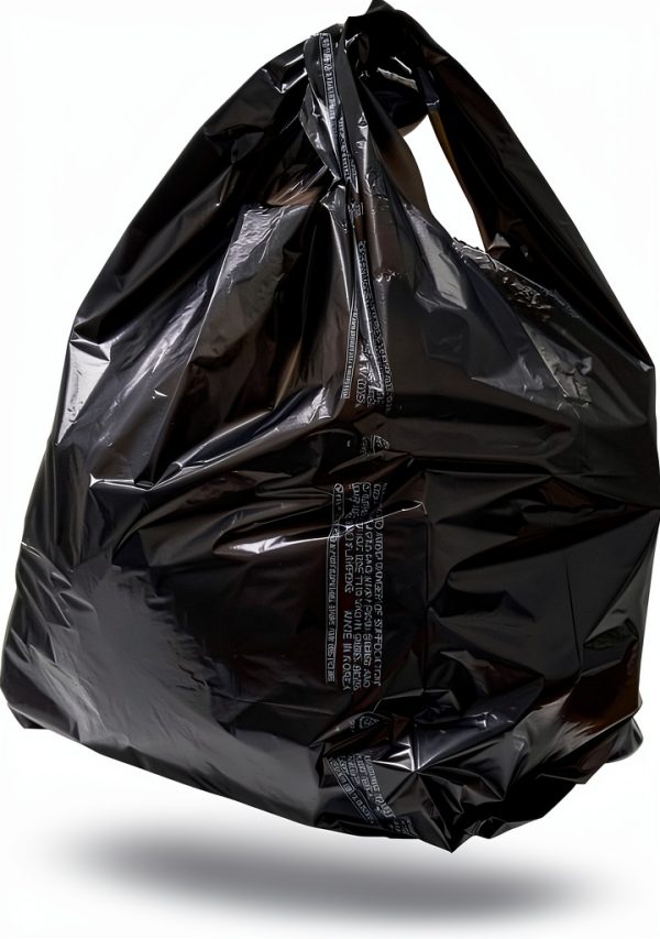 PLABAG Black T-Shirt Bag 12x7x22in High Density PE 400 Pack-8
