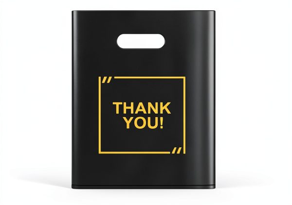 Black Merchandise Bags 9x12 Glossy Die Cut Handles Dong Heng Shi ji-1