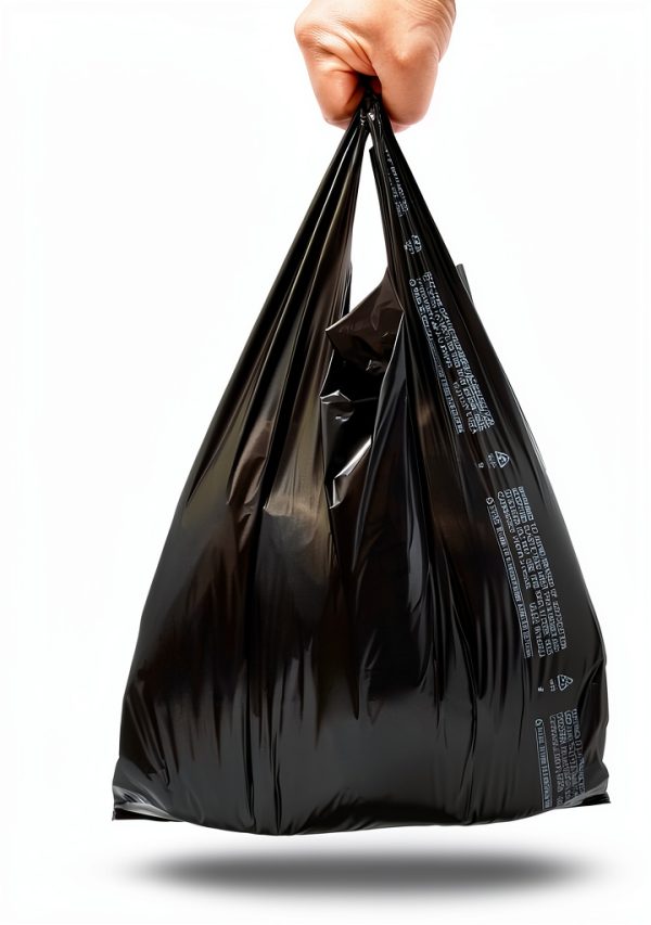PLABAG Black T-Shirt Bag 12x7x22in High Density PE 400 Pack-4