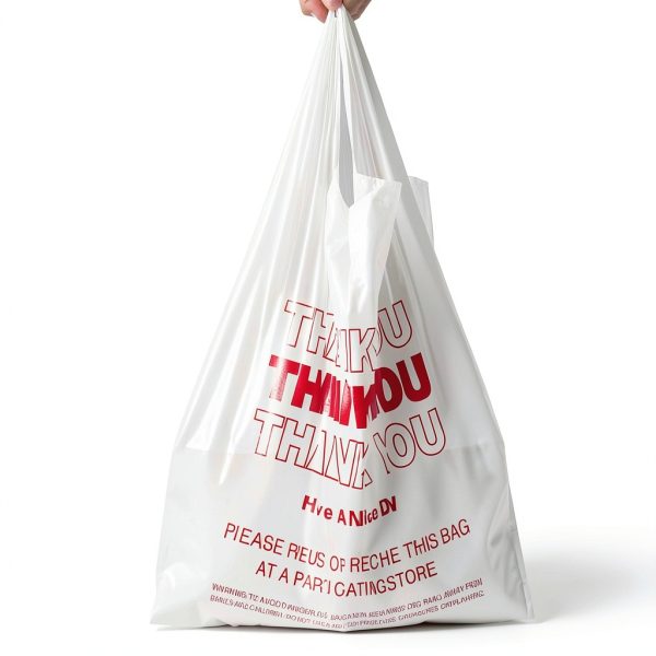SheerDelight Plastic Bags, 300 Count Thank You Bags, Plastic Bags With Handles For Shopping, Grocery, Plastic Bag For Small Business (11"x 6"x 21"), Recyclable T Shirt Bags, White Plastic Bag-2