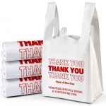SheerDelight Plastic Bags, 300 Count Thank You Bags, Plastic Bags With Handles For Shopping, Grocery, Plastic Bag For Small Business (11"x 6"x 21"), Recyclable T Shirt Bags, White Plastic Bag-0
